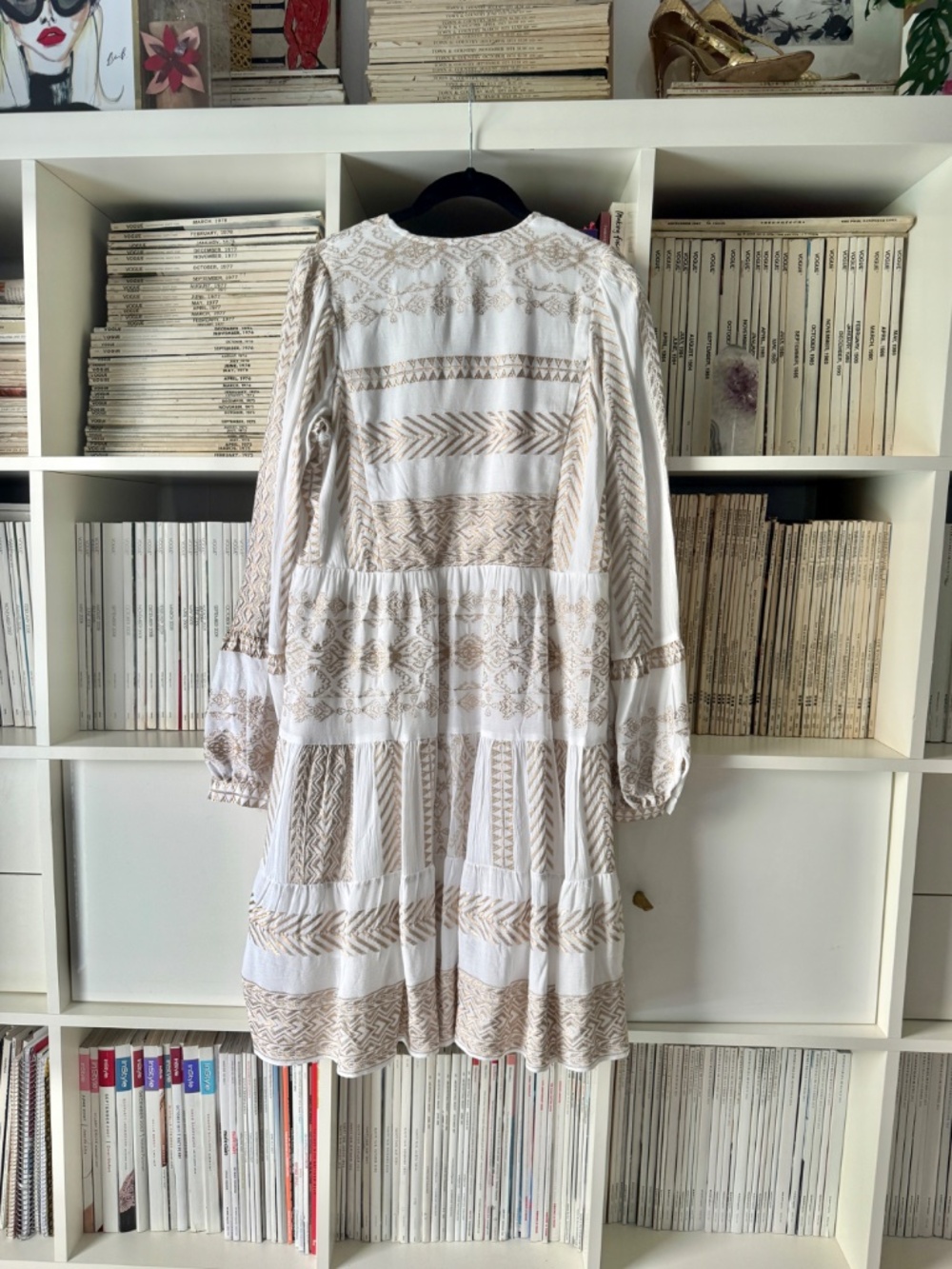 Hale Bob Lucia Dress White with Gold Embroidered details Long Sleeve NWT - Picture 12 of 12